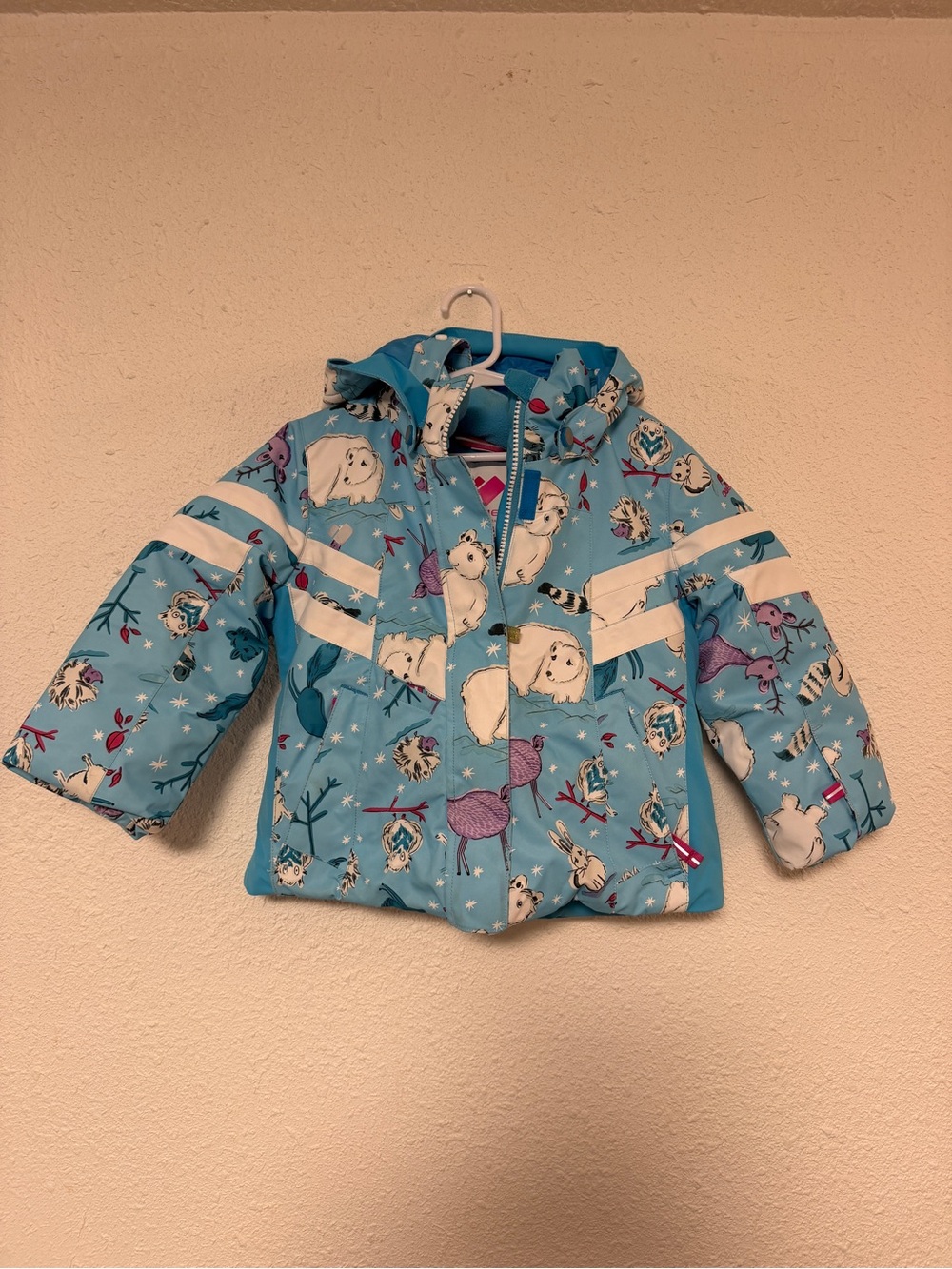 Obermeyer Kids Ski Jacket 3 years Blue with winter animals